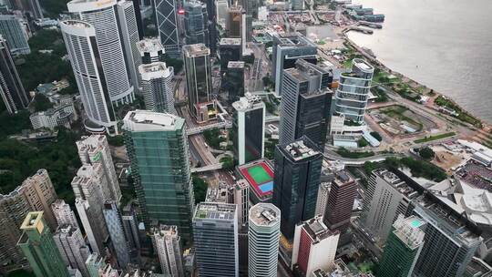 香港摩天大楼和建筑物的鸟瞰图。