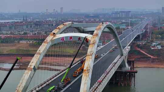 南昌复兴大桥建设施工航拍