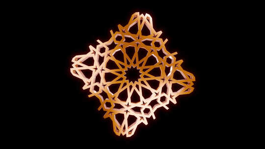 3D逼真的黄金抽象装饰品图案伊斯兰阿拉伯
