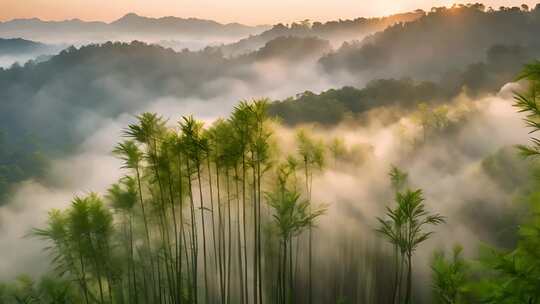 晨雾山脉山林