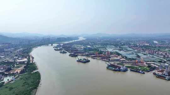 航拍福建漳州龙海九龙江流域风光