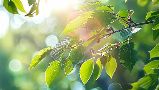 树林阳光夏日树叶夏天大自然唯美风景风光a