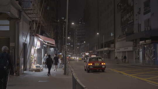 香港屯门街景夜景