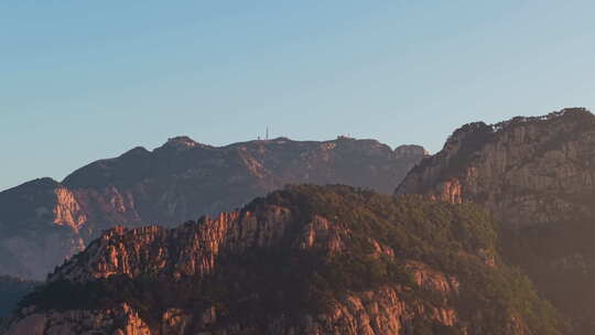 航拍泰安泰山山顶风景