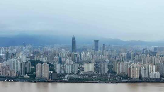 烟雨温州城市风景 浙江温州城市水墨画