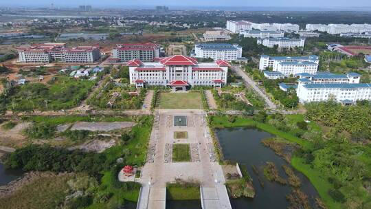 海南师范大学桂林洋新校区校园航拍视频素材