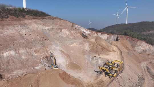 废弃矿山地质环境生态修复工程 矿山 挖掘机视频素材模板下载