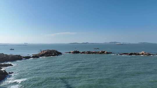 大海航拍海上礁石海水海洋风光海天一线风景