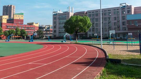 学校校园足球场篮球场户外4k空镜无人