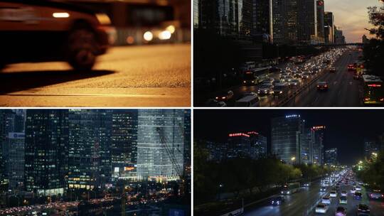 北京城市傍晚下班晚高峰视频素材模板下载