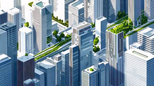 绿色都市植被建筑 未来城市城市景观垂直绿