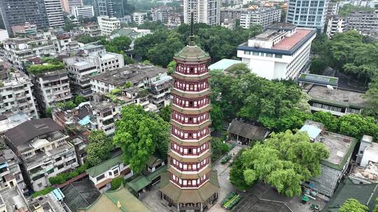 广东省广州市越秀区六榕寺塔全景航拍