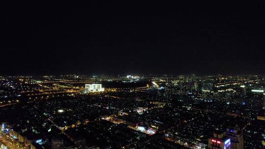 天津市和平区滨江道十字路口夜景航拍