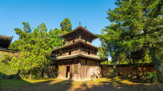 浙江景宁云中大漈时思寺传统木质古建筑延时