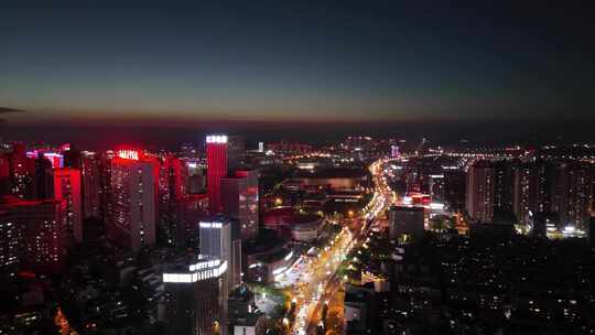 航拍四川泸州夜景泸州城市建设