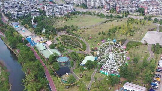 四线城市建筑景观航拍画面