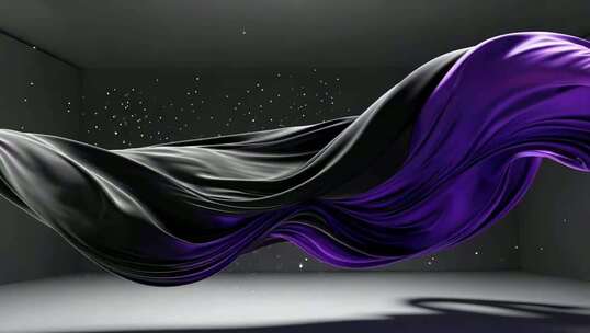 紫色黑色飘动绸带素材