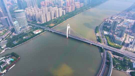 广州海珠区阅江西路猎德大桥珠江航拍城市风视频素材模板下载