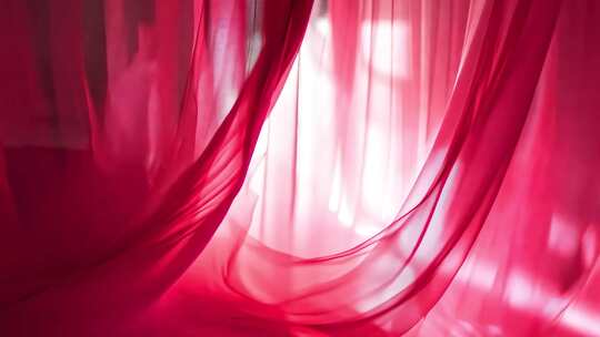 粉色薄纱窗帘特写