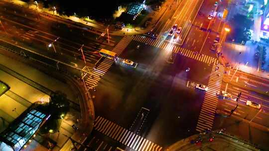 杭州钱塘新区下沙夜晚夜景车流视频素材