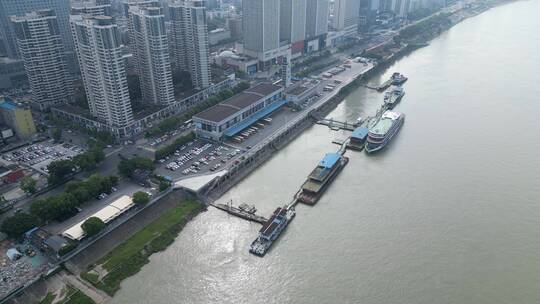 航拍湖北宜昌港三峡旅游度假区