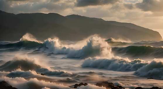 大海海浪阳光海洋浪花海水大气震撼开场片头