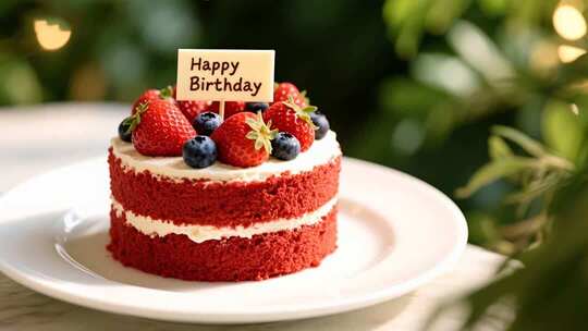 生日快乐草莓蛋糕唯美治愈画面
