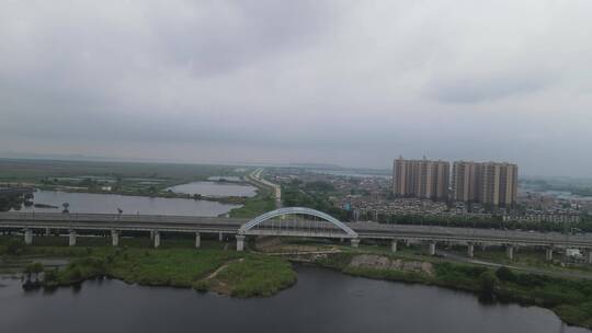 大气 沪昆 高铁 高架桥 交通 航拍视频素材模板下载