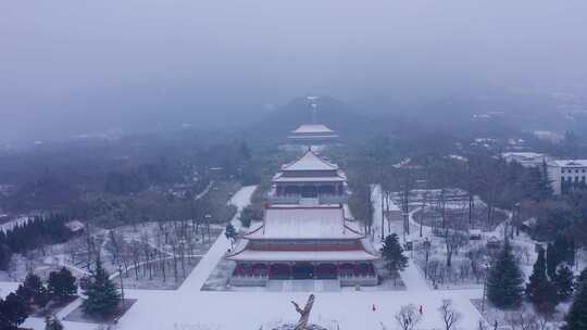 楼观台 雪景视频素材模板下载