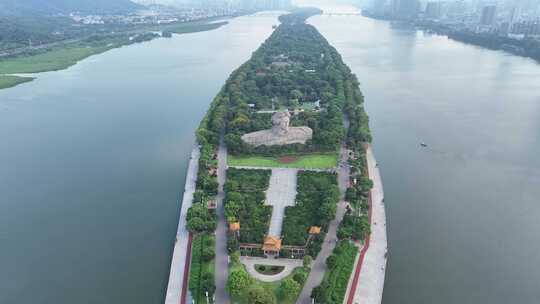 长沙橘子洲头航拍湘江橘子洲景区长沙地标