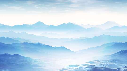 山河山脉山川河水湖泊中国风唯美风景视频素材模板下载