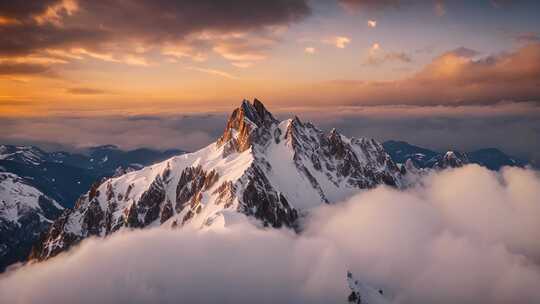 雪山云海日出壮丽景观