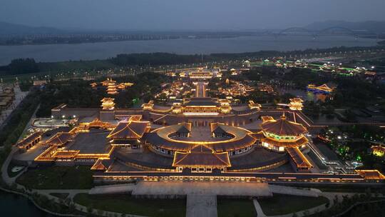 湖北襄阳中国唐城4A景区夜景灯光