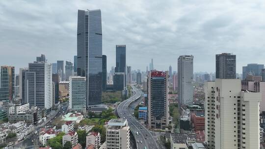 上海浦西市区航拍风光视频素材模板下载