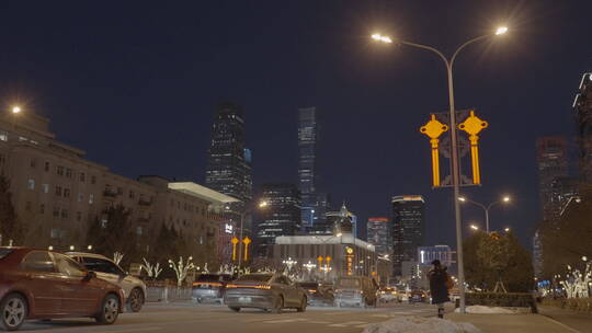 新年城市街道 新年城市夜景视频素材模板下载