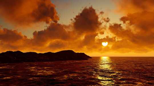 岛屿海上日出太阳升起天空日出延时