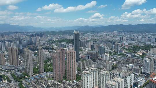 福州现代化城市天际线建筑风光航拍