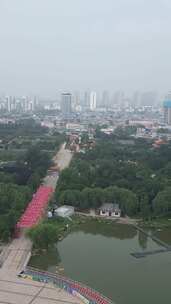 竖版航拍山东菏泽曹州牡丹园4a景区