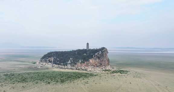 鄱阳湖鞋山近距离航拍