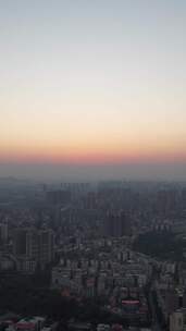 竖版航拍湖南衡阳日落晚霞夕阳火烧云