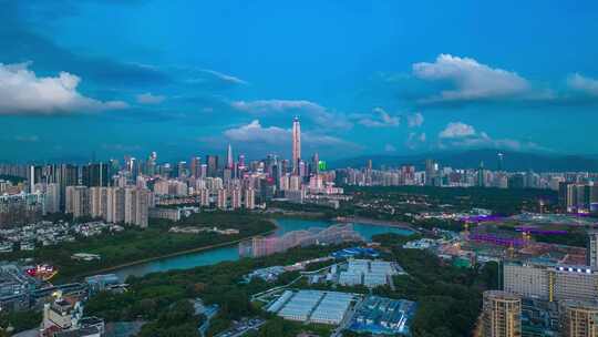 4K航拍深圳福田夜景延时