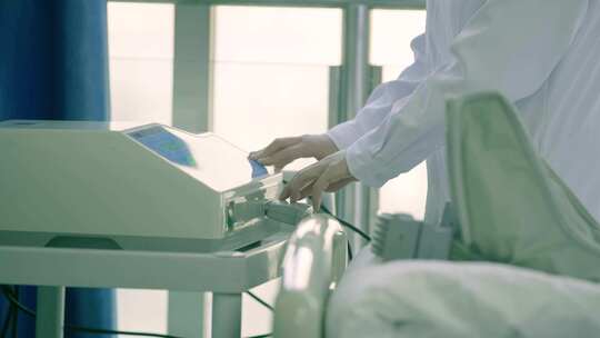 医院医生操作设备给病人做检查