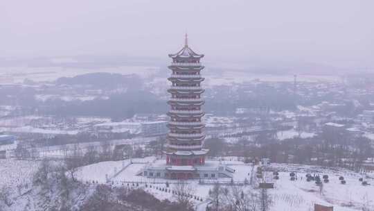 冬季鹤岗城市空镜航拍