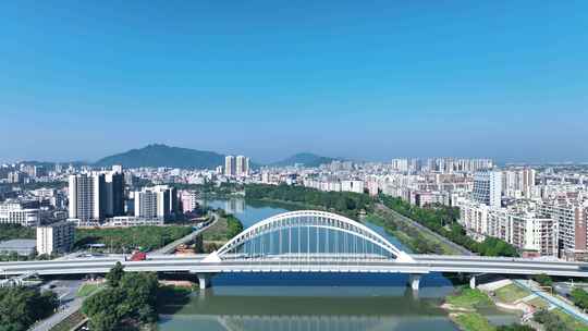 广州从化区航拍从化大桥流溪河城市建筑风光