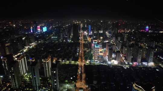 山东日照城市夜景灯光航拍