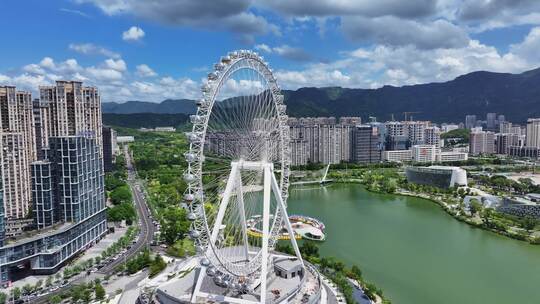 航拍福州晋安湖摩天轮东二环东区房地产新区