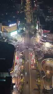 竖版航拍三线城市夜景交通岳阳夜景