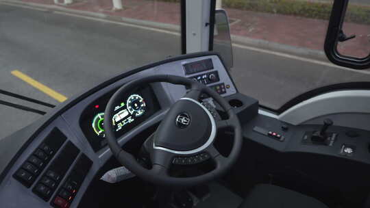 客车 大巴车 节能车电动客车 方向盘视频素材模板下载