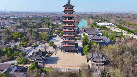 扬州大运河文化旅游度假区大明寺栖灵塔航拍