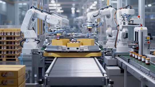 工厂自动化生产线机械臂作业